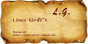 Lincz Girót névjegykártya